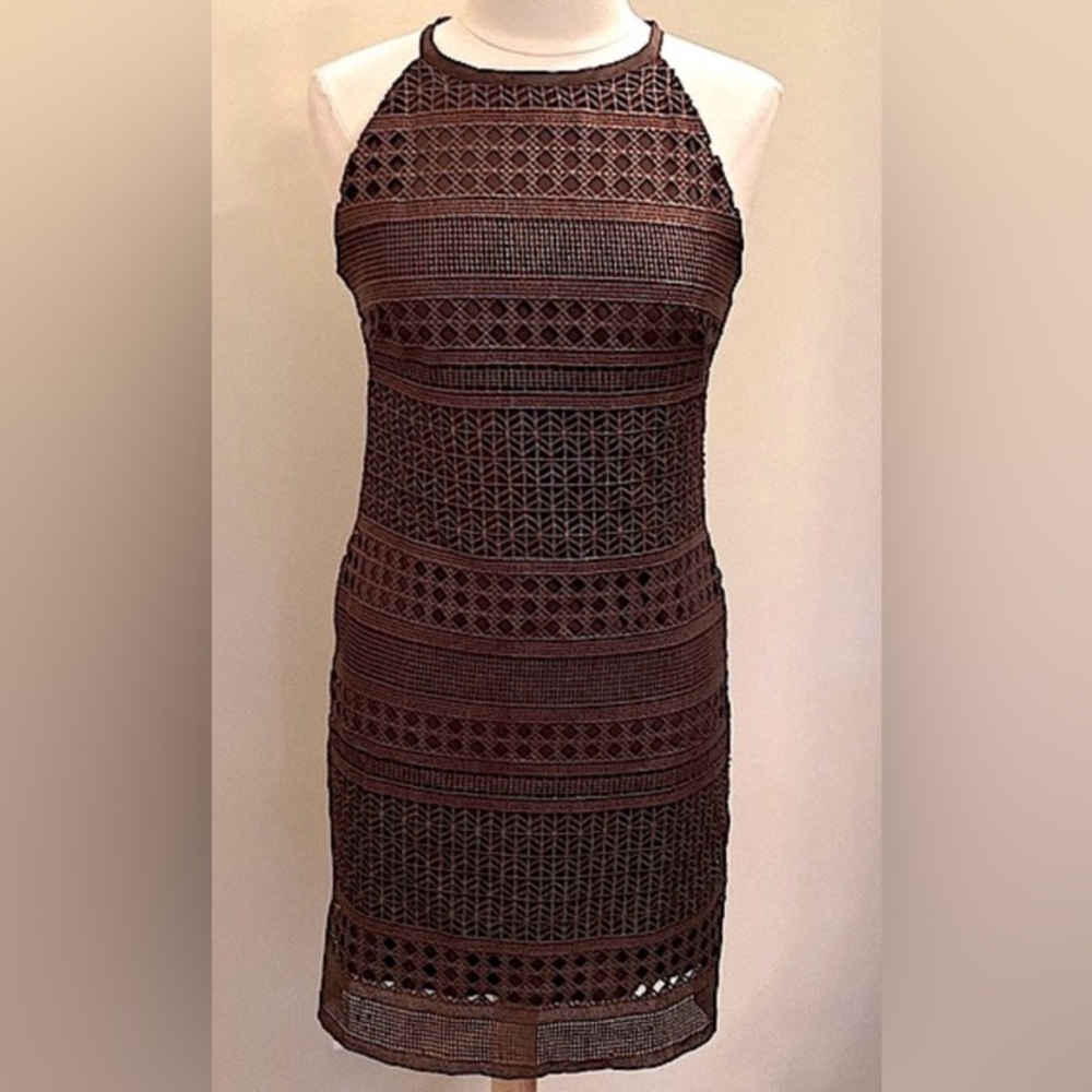 White House Black Market Brown Shimmer 4 Edgy Modern Luxury Dark Romantic Dress